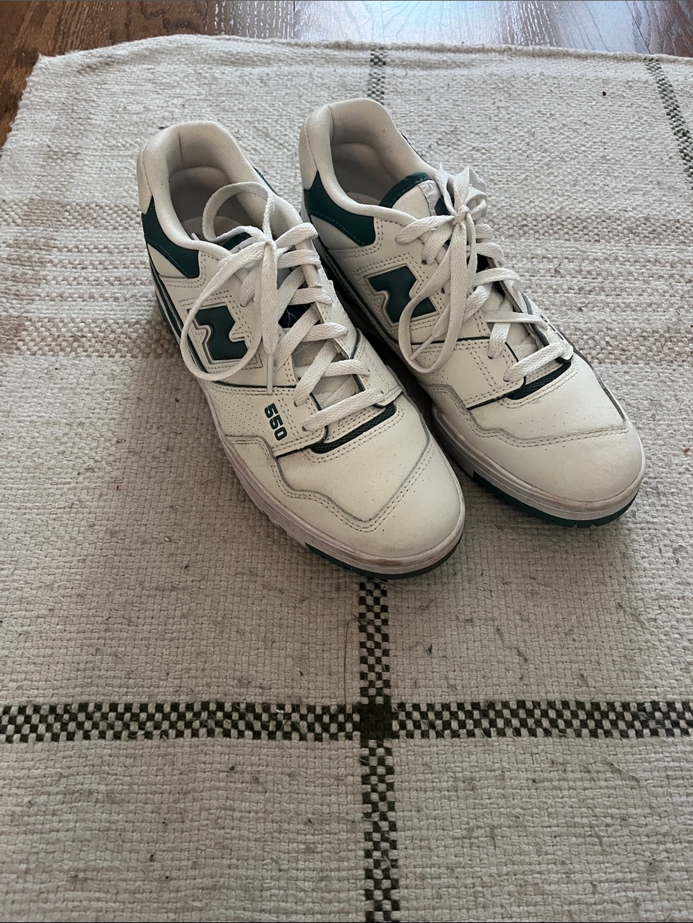 New Balance White and Green Men's Athletic Sneakers